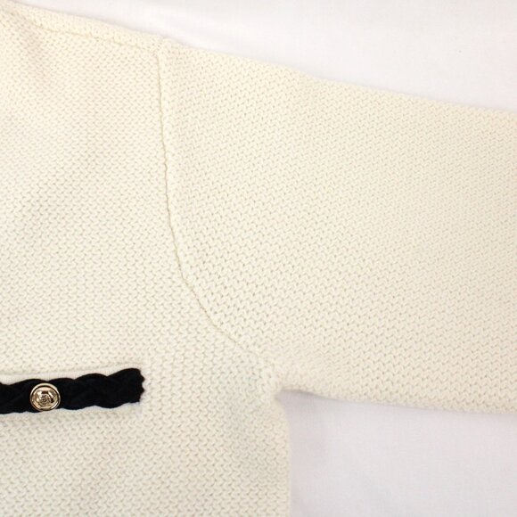 NWT Sandro Martie Cardigan in Ecru with Black Braided Velvet Trim FR Size 4/XL - Picture 5 of 16